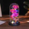Three glass cover rose ornament creative Christmas Valentine's Day gift immortal flower gold foil night light
