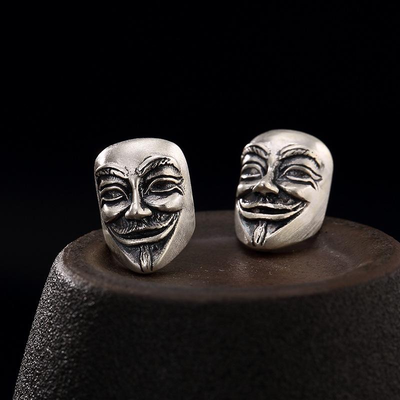 Retro V For Vendetta Anonymous Mask Earings for Men Women Silver Color Punk Gothic Zinc Alloy Earings  Unisex Accessories