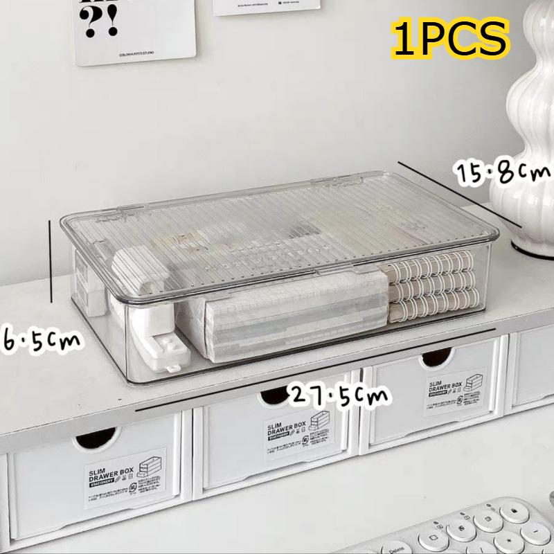 

1pcs Large Capacity with Lid Cosmetic Organizer Box Transparent Office Supplies Book Document Storage Box Desktop Storage Box