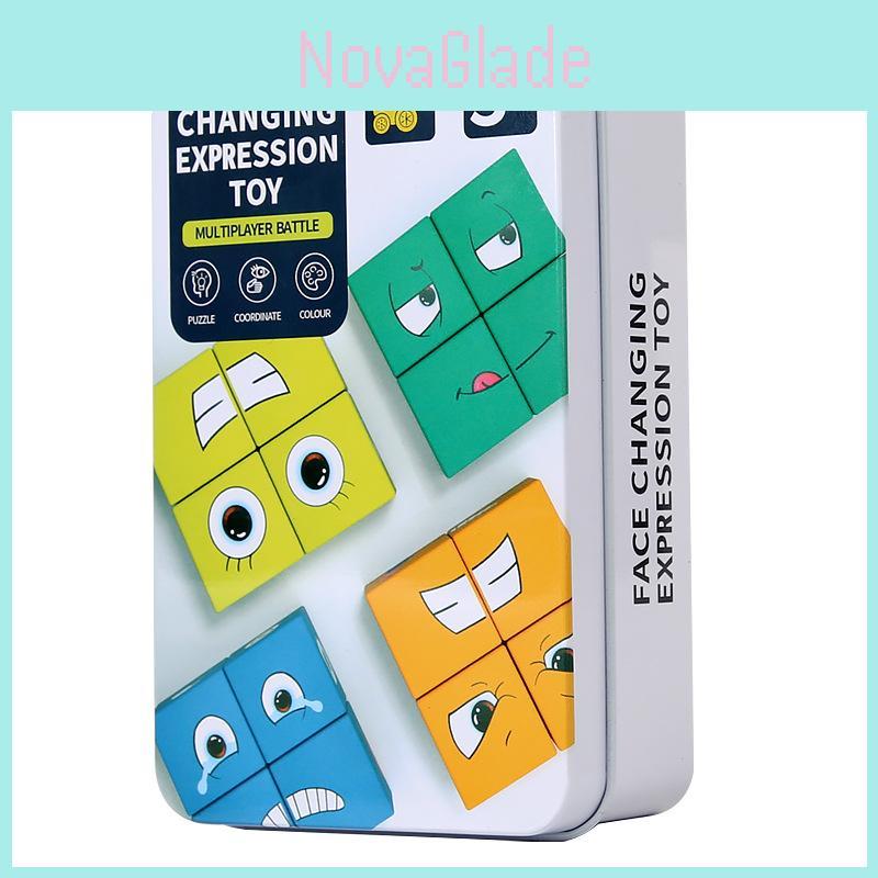 Wooden Facechanging Puzzle Cube With Dual Challenge Cards For Children And Adults