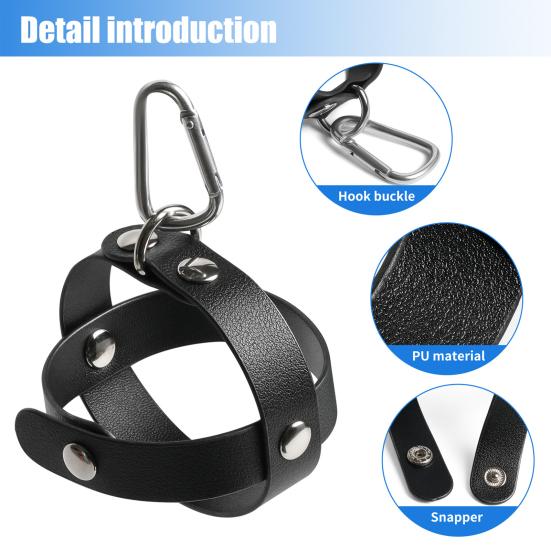 Faux Leather Baseball Holder Keychain Portable Lightweight Universal Tennis Ball Button Cover Pouch Carrier Case with Metal Hanging Buckle