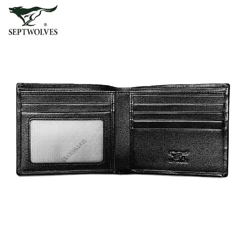 SEPTWOLVES Men s Leather Bi-fold Wallet 117*98mm
