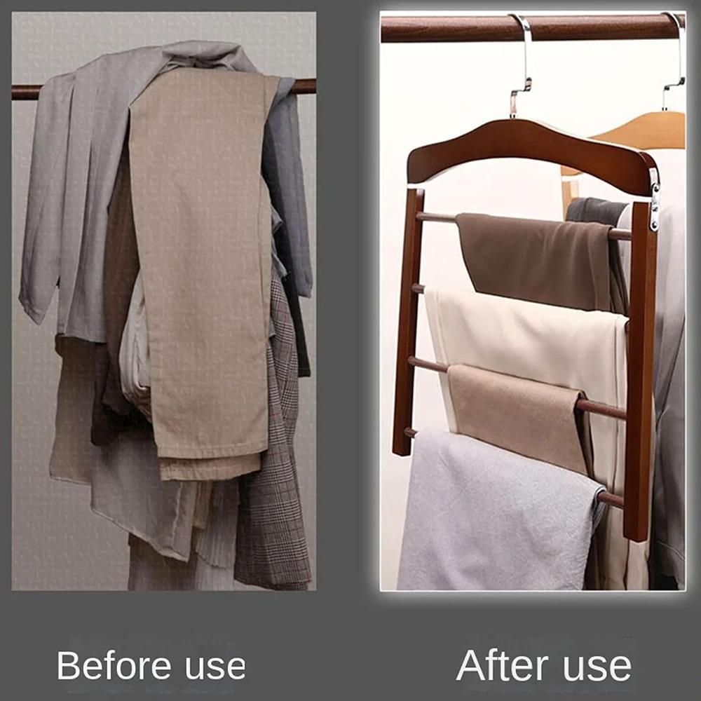 Wooden Clothes rack Multifunctional solid wood Trouser rack Towel rack Wardrobe storage Household closet storage rack accessorie colore verde chiaro