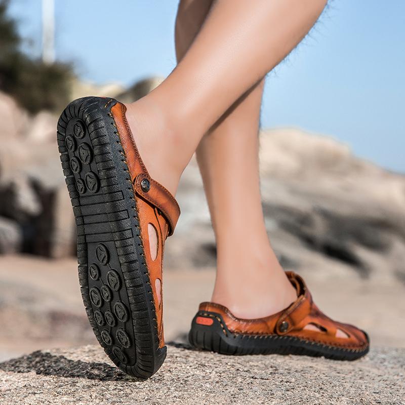 38-48 Herren Übergröße Leder Strand Sandalen