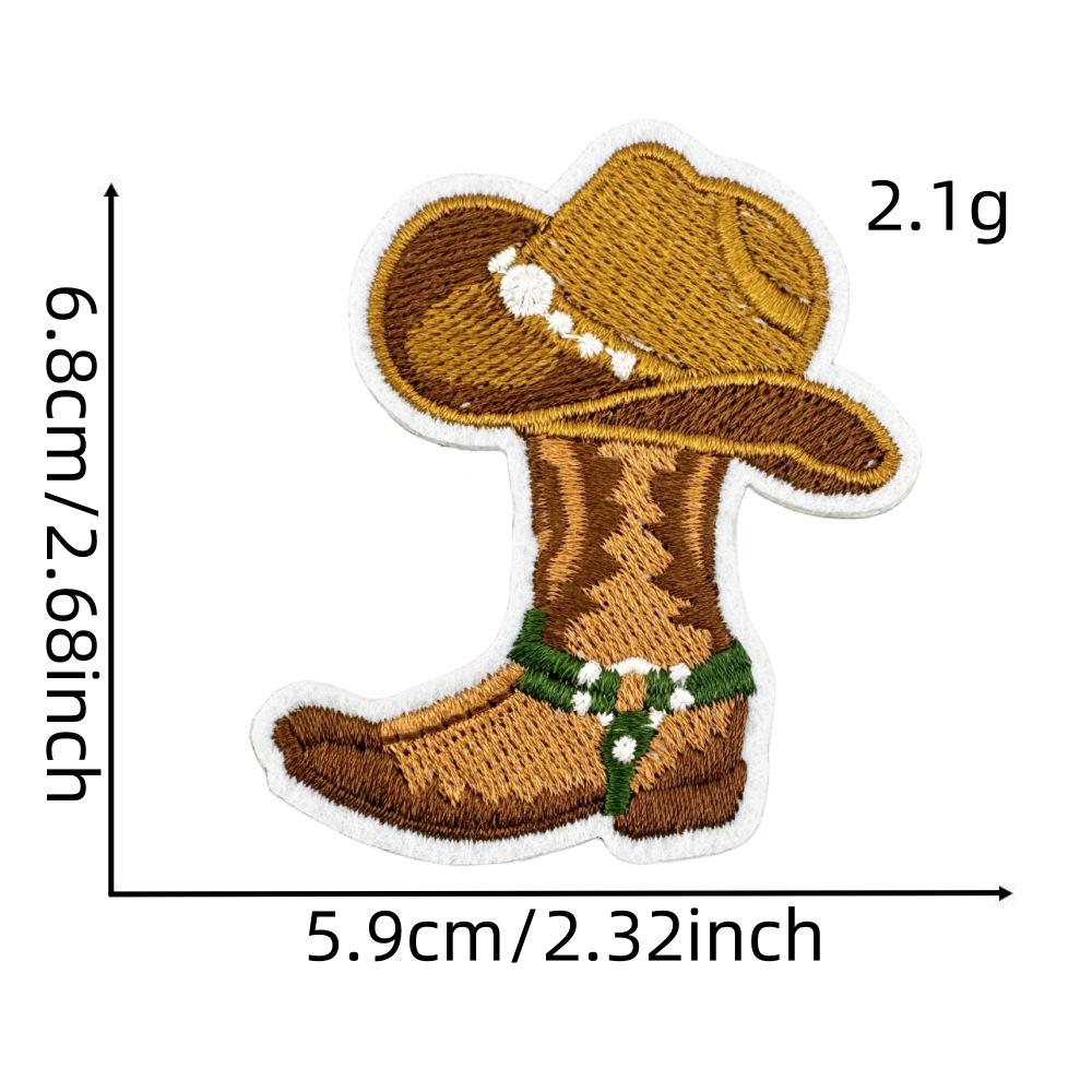 Western Cartoon Boy Denim Iron-On Embroidery Patches for Jackets and Clothing Decor