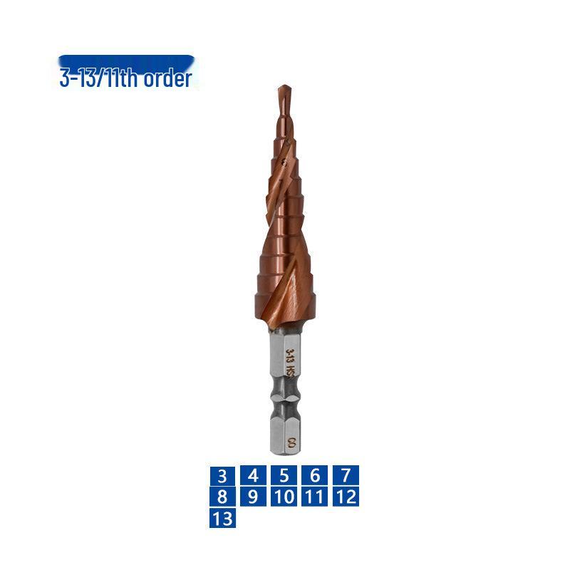 Cobalt Step Drill Bit, M35/Co Stainless Steel Hole Opener, Industrial Grade Hex Shank Cone.