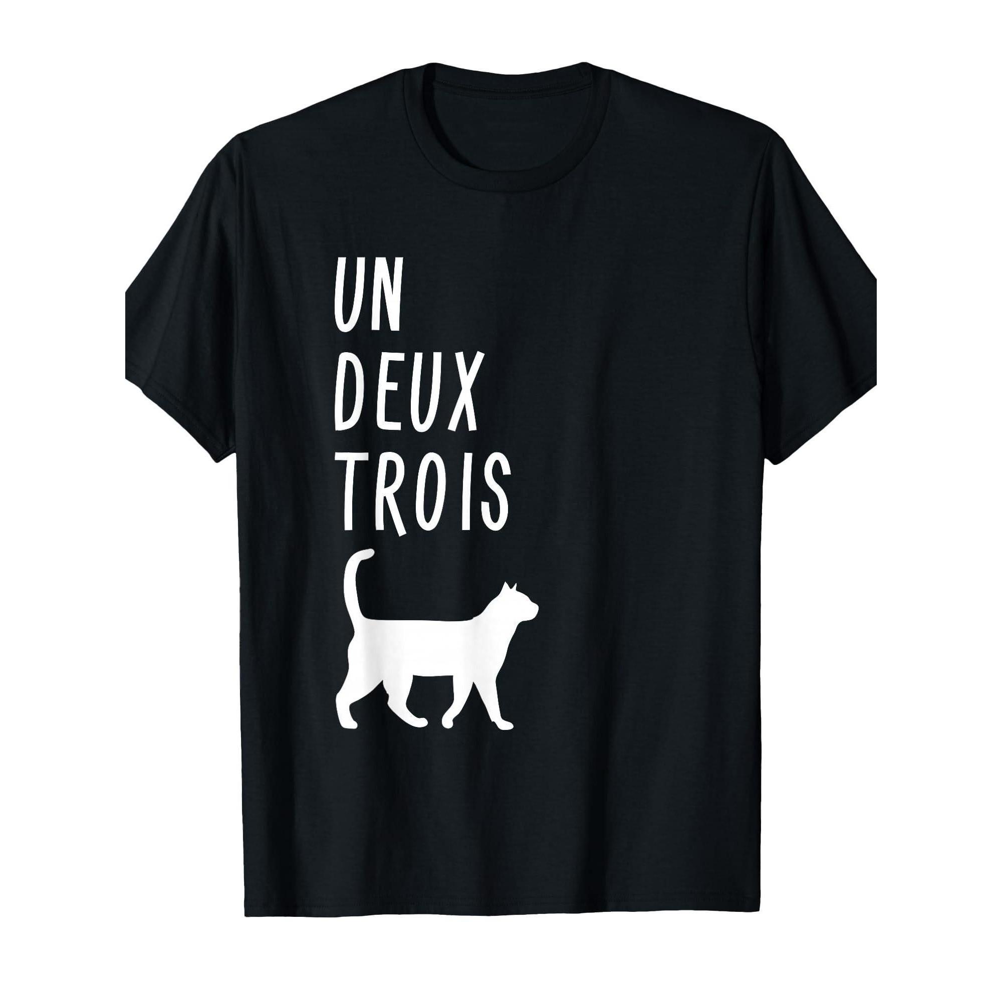 

Un Deux Trois Cat French Counting Teacher Gift Graphic Tee Casual Crewneck T-Shirt - Men s Summer Cotton Graphic Tee S разноцветный
