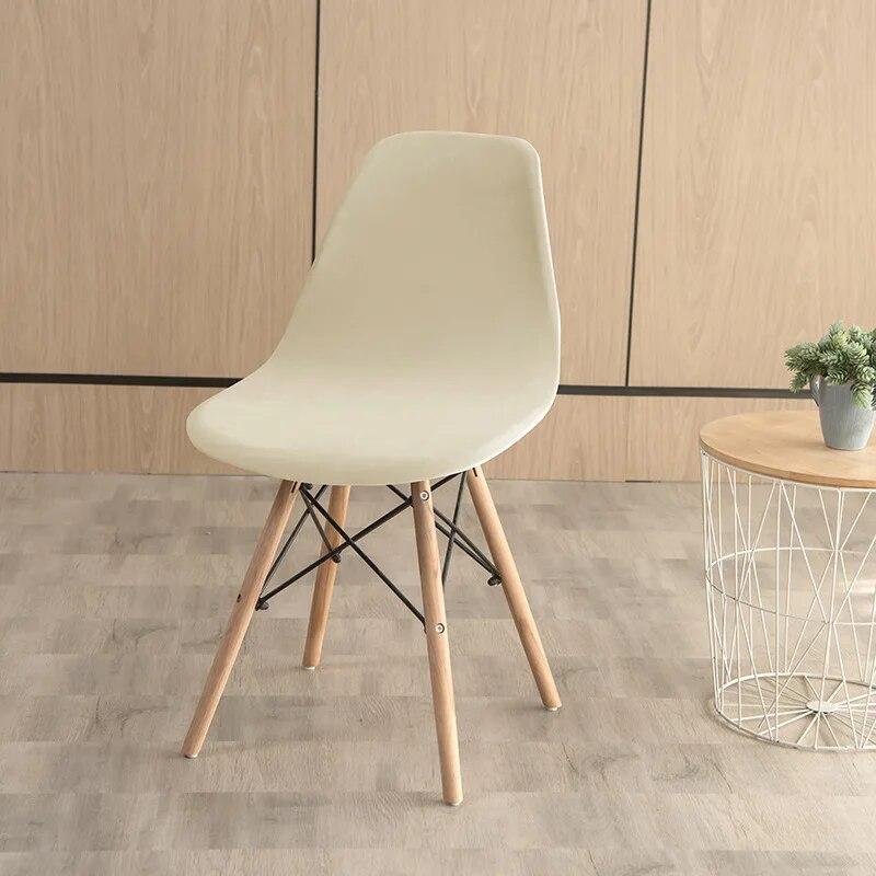 Velvet Fabric Shell Chair Cover Stretch Dining Seat Covers Slipcover Furniture Protector Hotel Home Office Living Room Removable