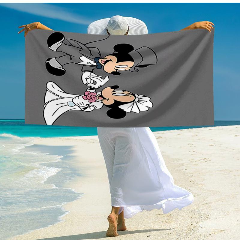 Ultra-Soft Beach Towel with Mickey-Minnie Theme,Ideal for Pool - Camping, Diving - Perfect Travel Essential, Vibrant Beach Towel.
