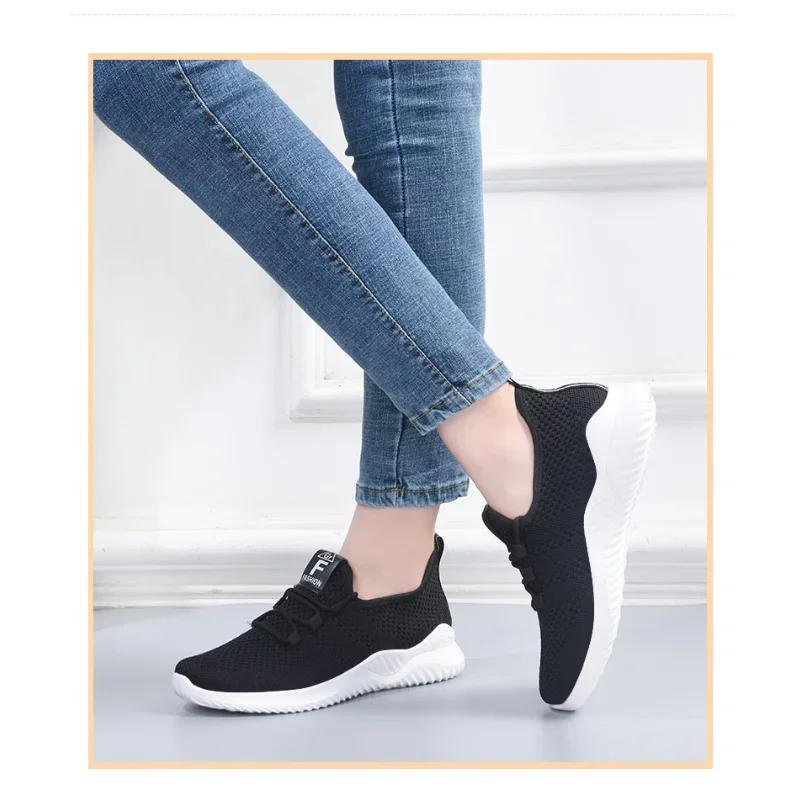 2024 Damen Casual Sneakers Sommer Bequeme atmungsaktive Plateauschuhe Mode Damen Vielseitiger Schnürschuh