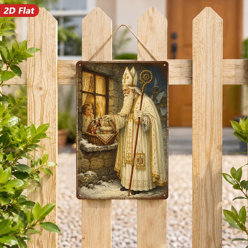 2D Flat Metal Sign Saint Nicholas 20cm x 30cm