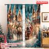2pcs 2D Flat Printing Merry Christmas Popular Window Drapes Christmas Sleigh Versatile 100% Polyester Without Electricity