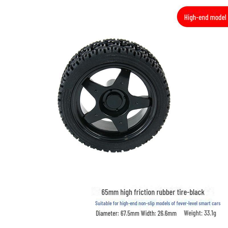 65mm Rubber Tire Smart Car Racing Wheel with TT Motor