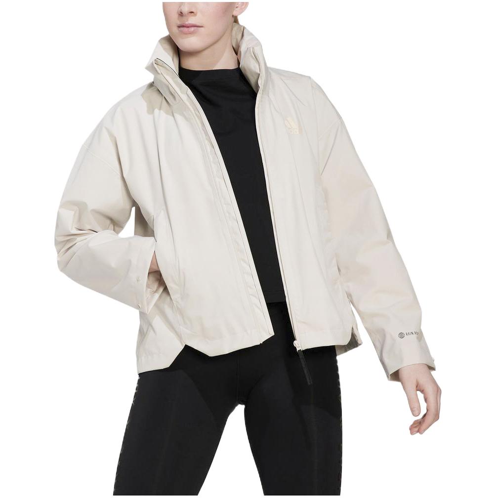 Adidas Outdoor Series Solid High-Neck Zip Hoodie Jacket Women Outerwear Brown HG6018