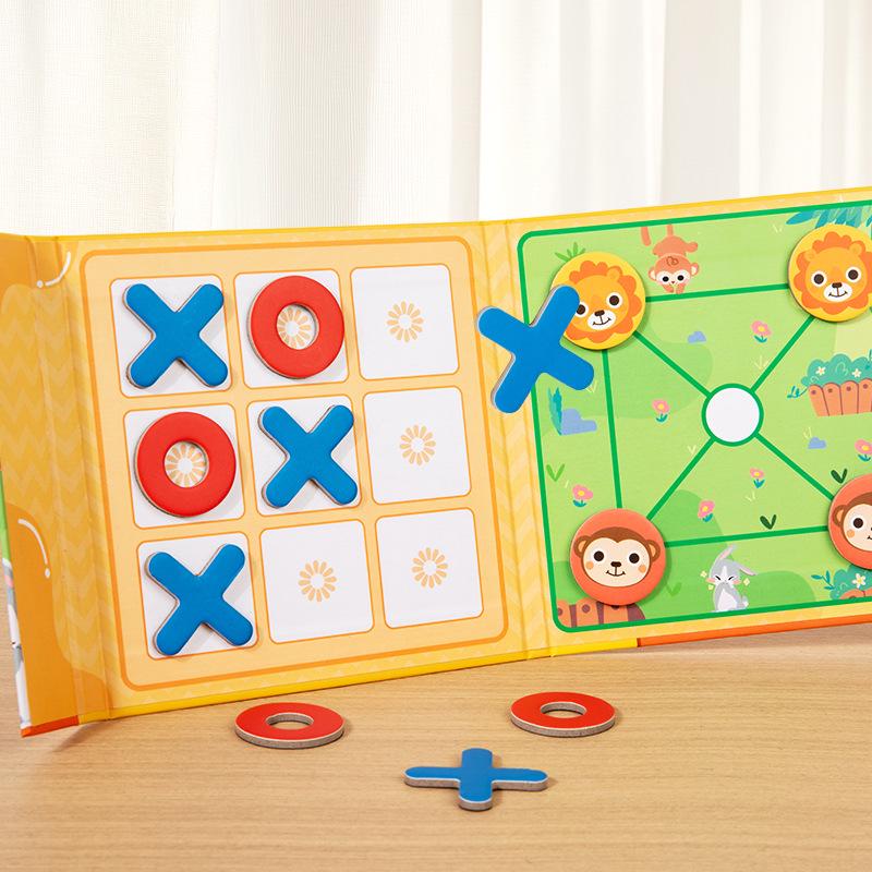 Kongming Chess 3-in-1 Solitaire, Tic-Tac-Toe, and Huarong Road Puzzle Board Game Toy
