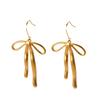 18K Gold Stainless Steel Bow Pendant Earrings - European & American Style Women's Jewelry