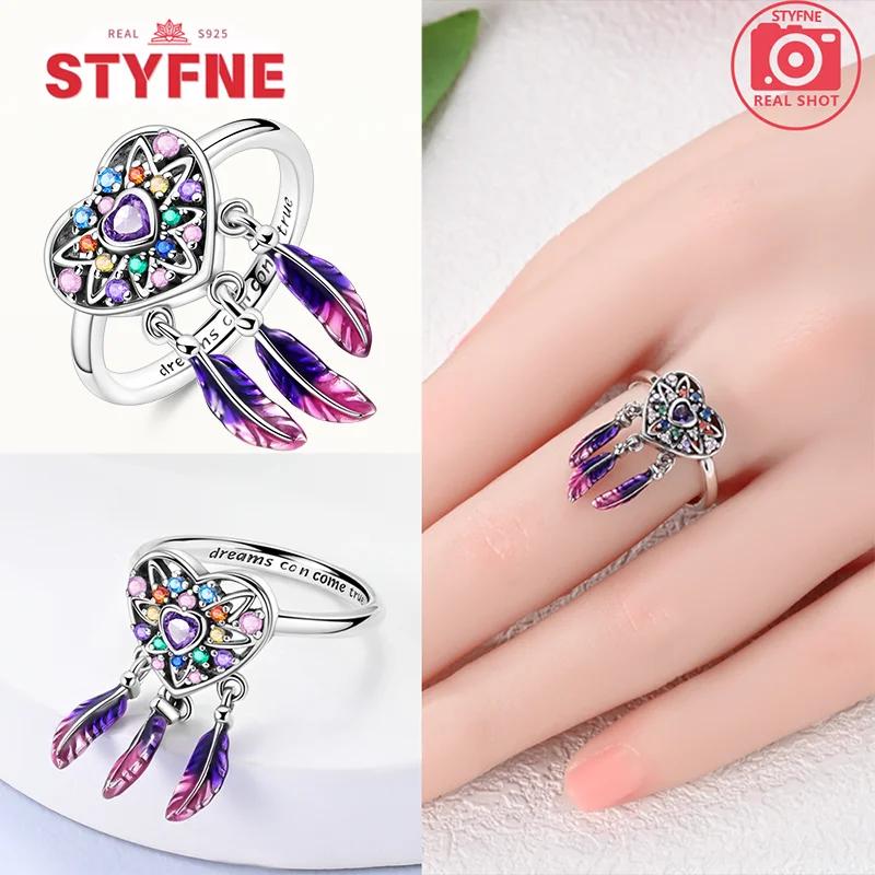 Unendliche Liebe Schmuck Schwarz & Rosa Herz Glänzende Zirkon Ringe Mode Neu 925 Silber Damenringe für Valentinstagsgeschenk