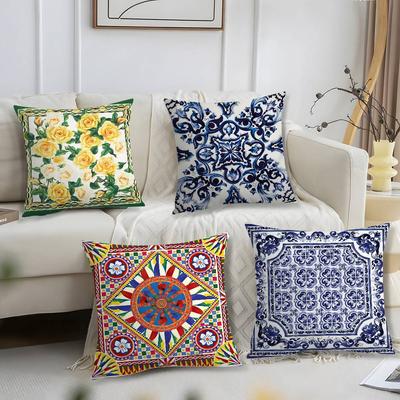 Fashionable Pattern Prints Pillow Case Short Plush Print Cushion Cover Square Throw Pillow Covers Sofa Home Decor