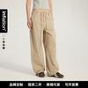 Womens Cotton Retro Curved Leg Pants 2025 Fall Streetwear Loose Wide Cargo Trousers