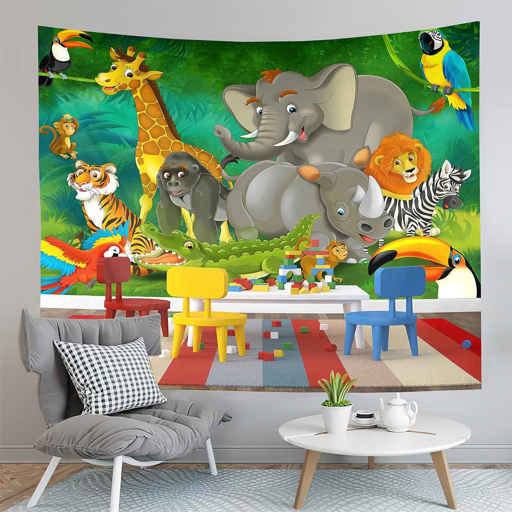 Arazzo Animali Cartoni Animati Leone Giraffa Arazzo Regali per Bambini Ragazze Ragazzi Arazzi da Parete Camera da Letto Casa Soggiorno Dormitorio