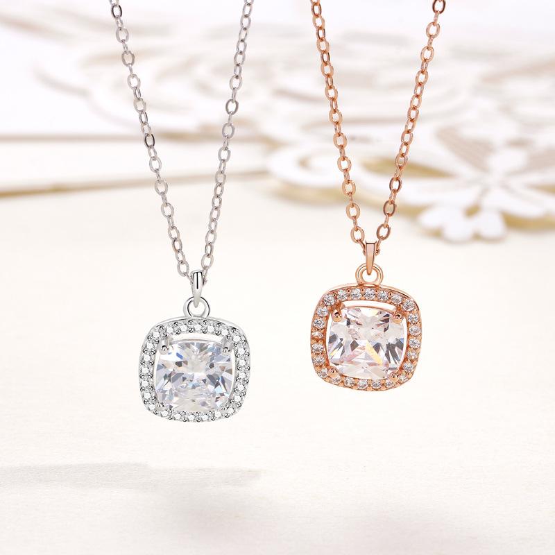 Colier cu diamante pătrate, la modă pentru femei, lux, cu diamant flash, zirconiu, elegant, retro, versatil, colier pentru femei