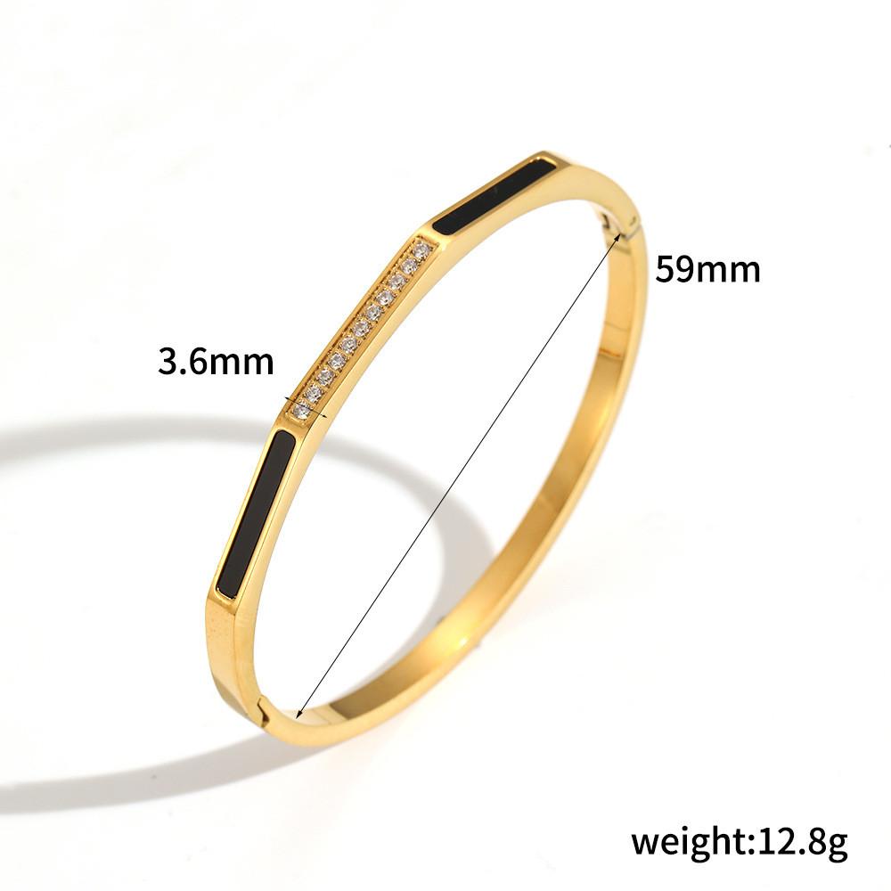 Vintage Zircon Stainless Steel Bracelet For Women With Open Clasp Jewelry Accessory