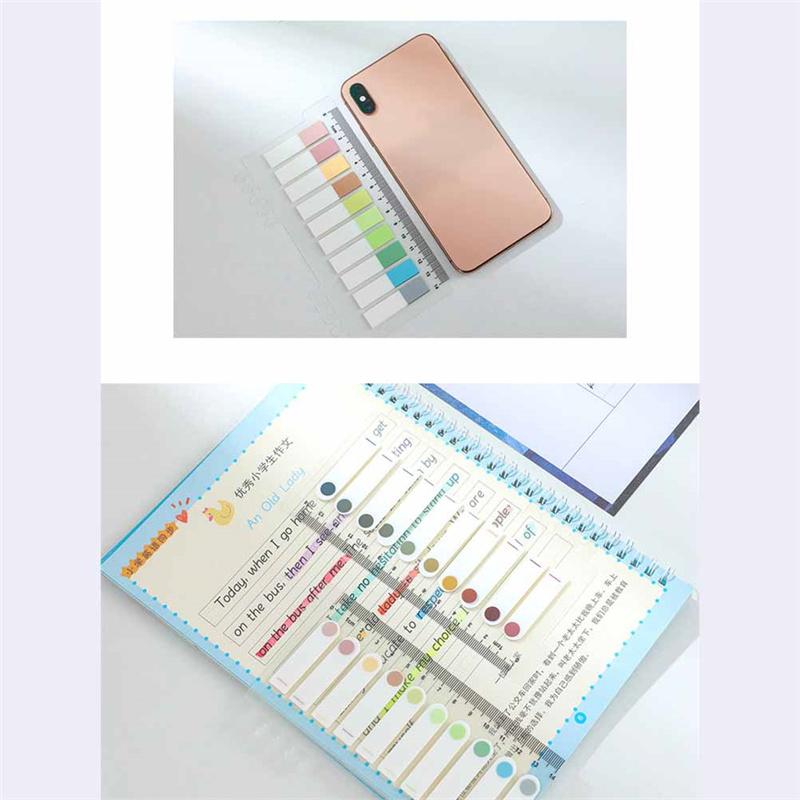 200 Hojas/juego Set de Notas Adhesivas Pastel Morandi Regla Cinta PET Pestañas Índice y Marcapáginas Diarios Planificadores Material Escolar y de Oficina Bloc de Notas