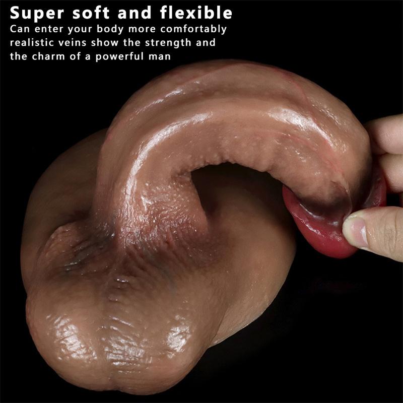 Super Soft Liquid Silicone Penis Female Manual Super Realistic Large Suction Cup Dildo Penis Orgasm Masturbation Device