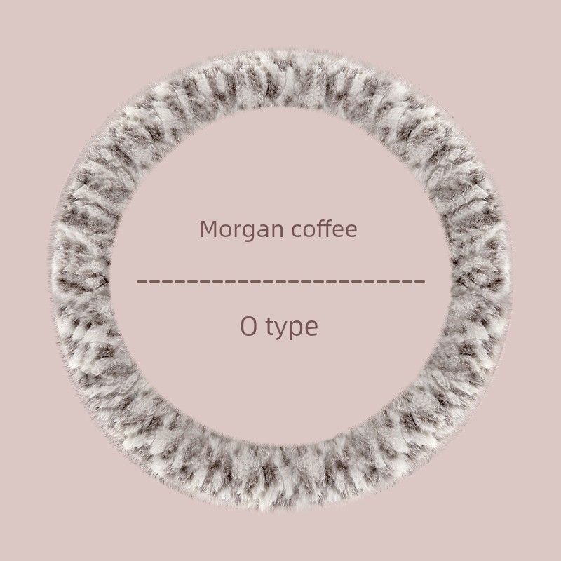 

Car Steering Wheel Cover Winter Stuffed Heattech Mink Fur Men and Women Steering Wheel Cover D Type Non Slip Ladies New Volkswagen Morgan Coffee [Round]