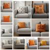 Soft Plush Pumpkin Pillow Case Cute Embroidery Square Shape Halloween Cushion Cover Warm Texture Solid Color
