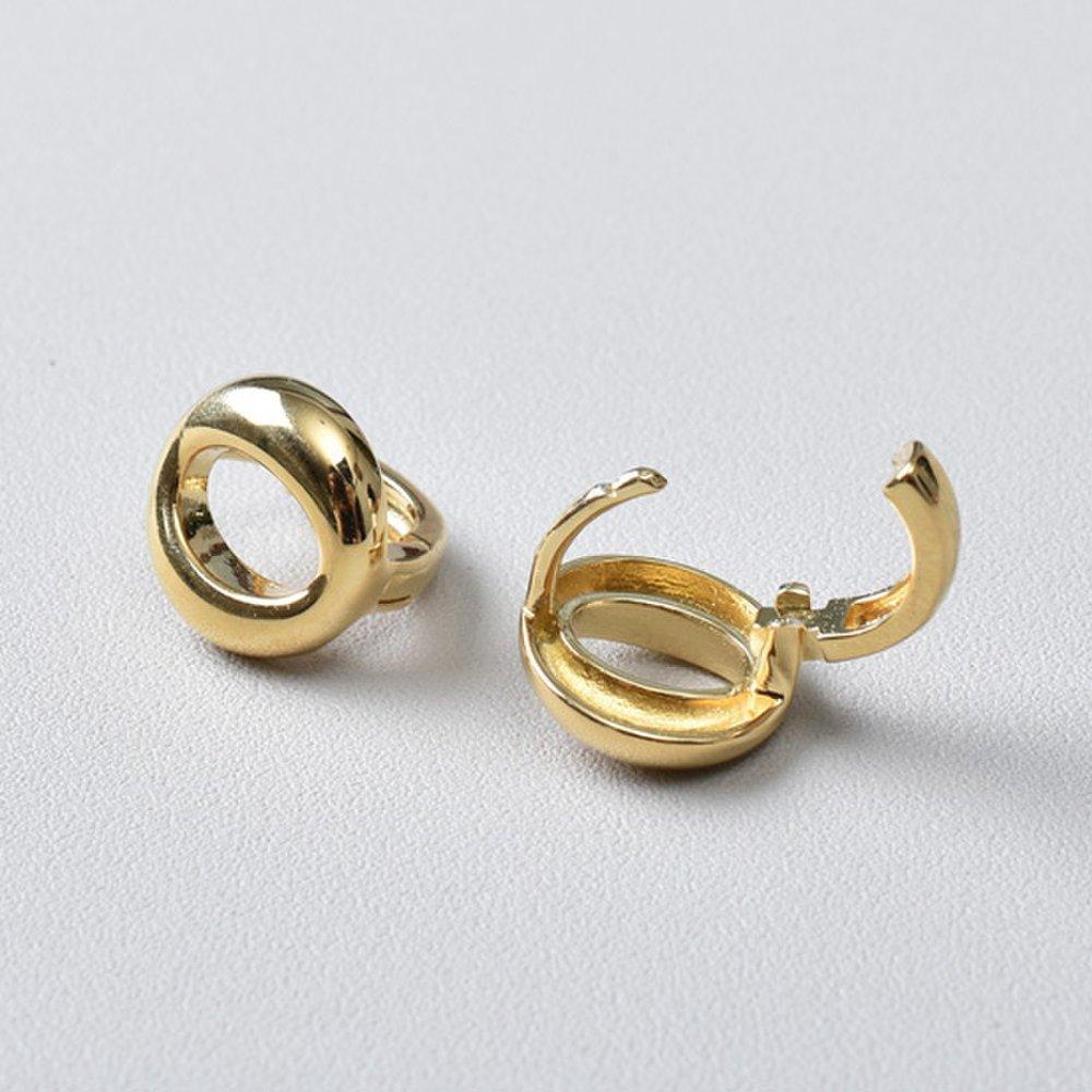 Silver 18K Gold Baby Round One-Touch Earrings (925 Silver)