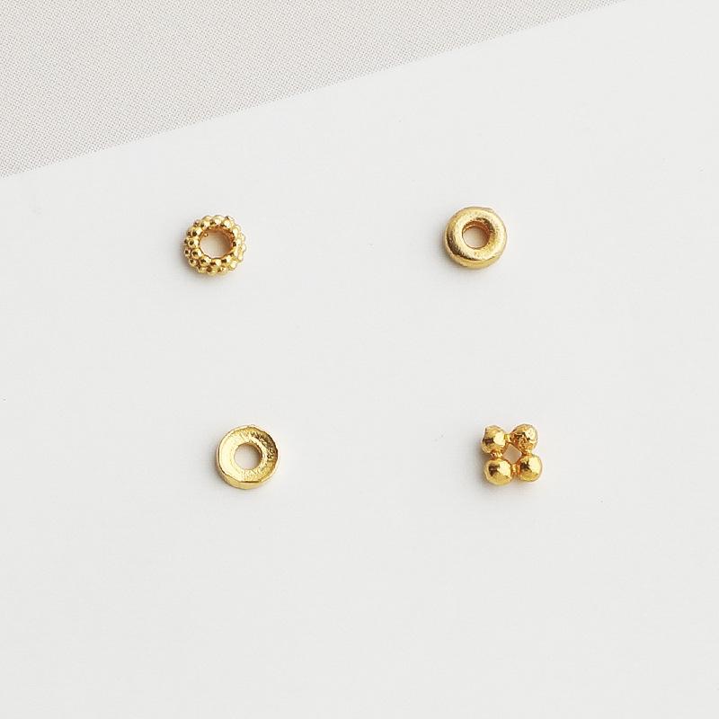 Vergoldete S925 Sterlingsilber Mini Spacer Perle für DIY Schmuckherstellung