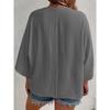 2025 New Women's Plus Size Casual V-Neck Long Sleeve T-Shirt Elegant Loose Blouse Solid Color Fashion Top for Spring Summer