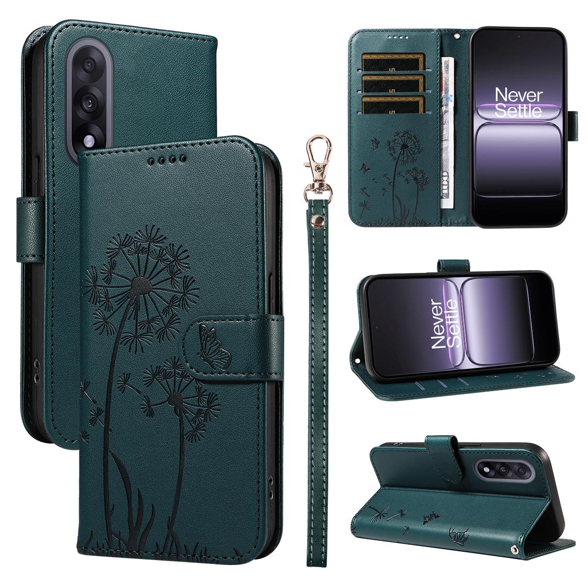 For OnePlus Nord 5 5G/OnePlus Ace 5 Ultra 5G Leather Wallet Case with Strap Dandelion Imprint Phone Stand Cover F