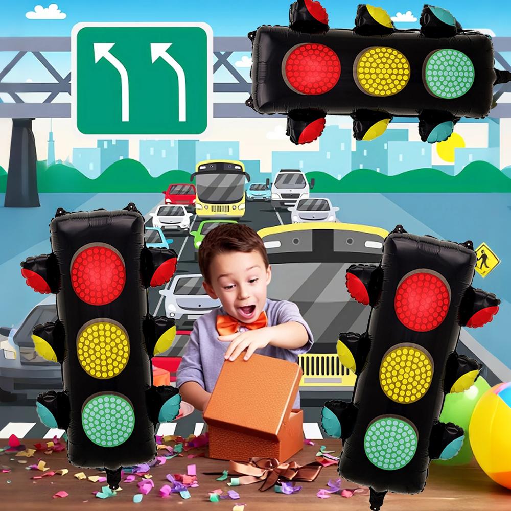 1/2 traffic light balloons, used for traffic themed party decoration, racing birthday decoration, and urban landscape decoration