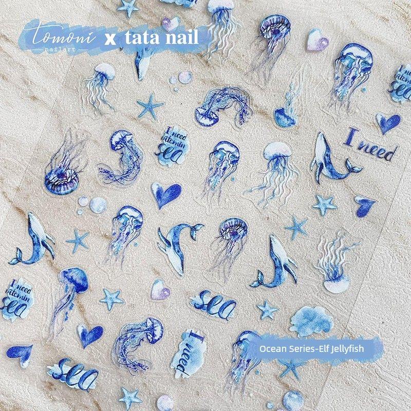 

Фэнтези Томони Клей Японский Стиль ХАЙЛАНГ Наклейка для Ногтей Sea Blue Dream Whale Jellyfish 60