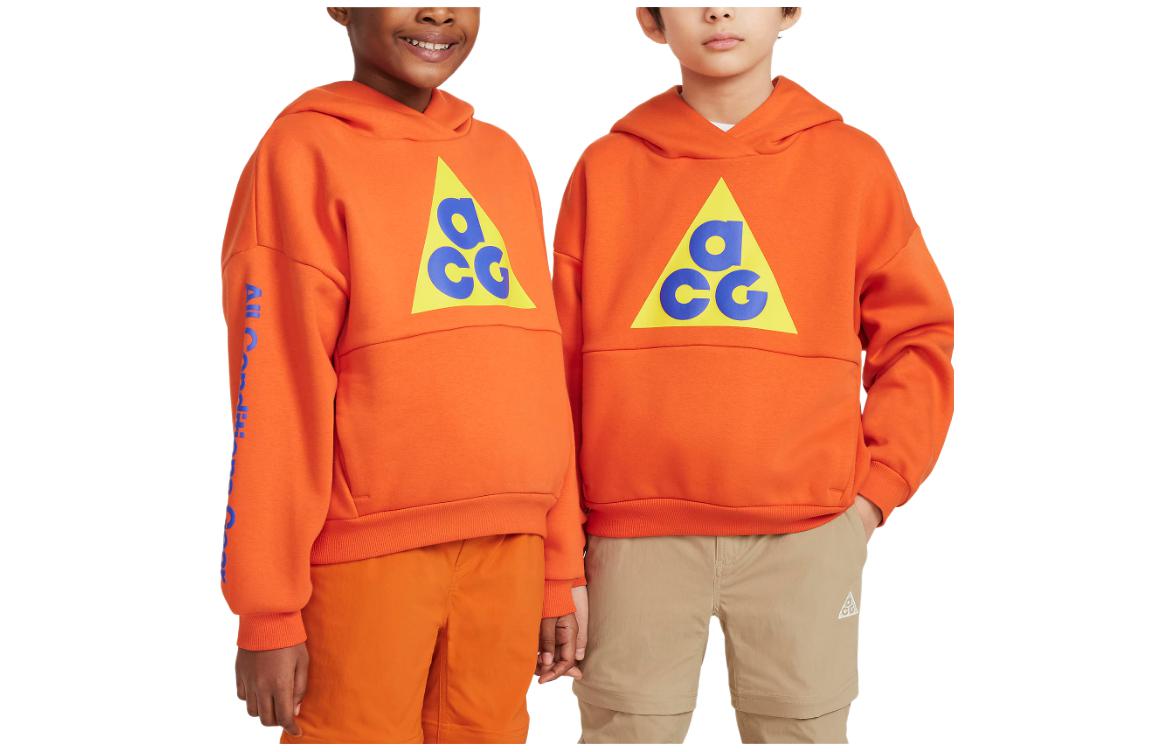 Nike Sweatshirt Kids  Apparel Pullover Hoodie Orange Kids  FB4343-809 M