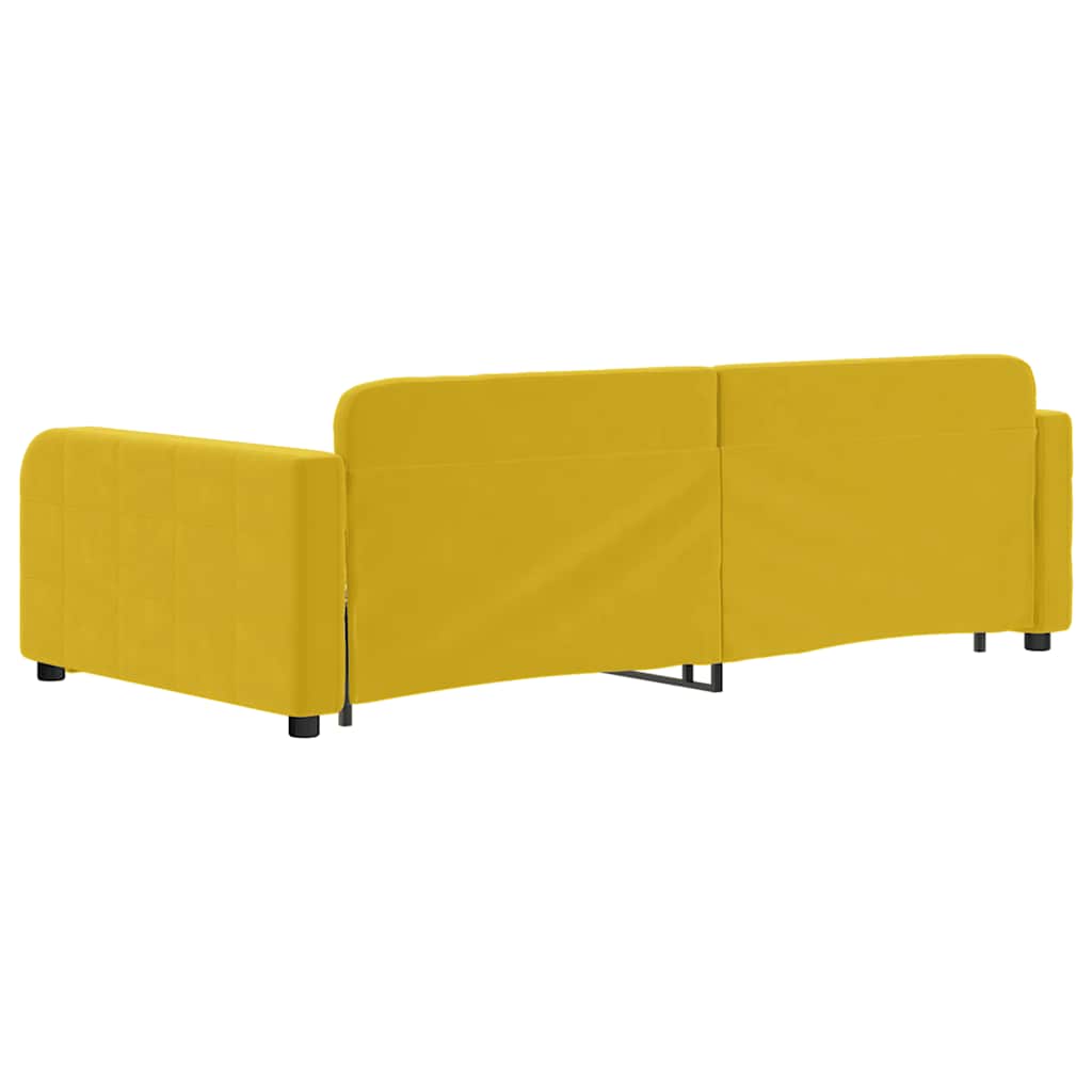 Pull Out Daybed with Drawers Yellow 100 x 200 cm Velvet