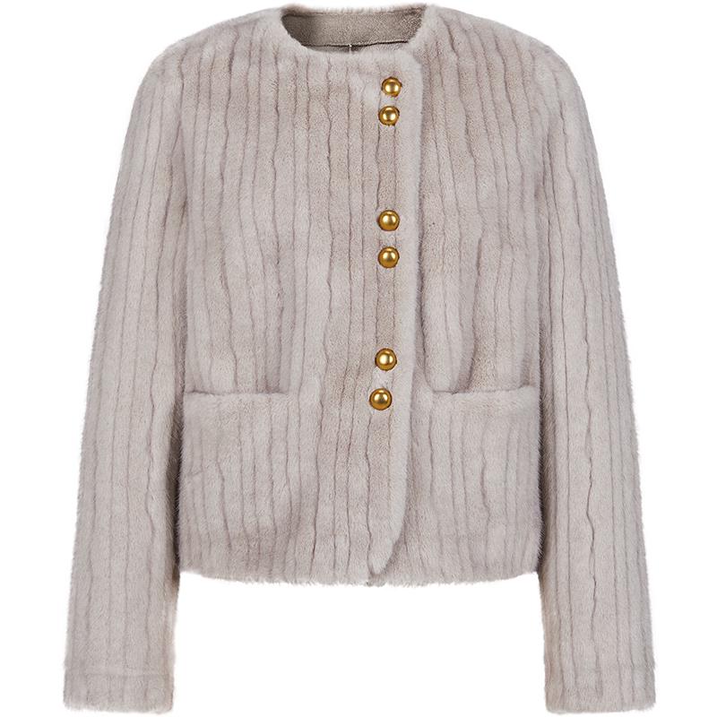 

Женское короткое пальто Jiuzi Annakou из искусственного меха с круглым вырезом L