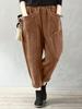 Autumn and Winter Elastic Waist Plus Size Fashionable Corduroy Loose Outerwear Pants