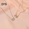 Women Necklace Rhinestone Hollow Heart Pendant Adjustable with Extended Length Hollow Chain Lady Clavicle Necklace Neck Jewelry