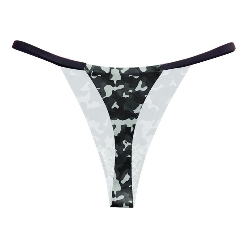 Women's Seamless Thong Printed Thin Strap Sexy European and American Style Thong Bikini Camouflage Women's Sexy Underwear