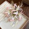 Red Fabric Flower Hair Clips for Women Sweet Petal Long Tassel Barrettes Duckbill Clip Hairpins Summer Holiday Hair Accessories