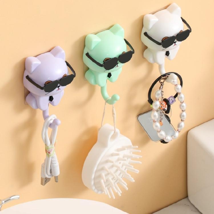 2 Stück Dekorative Robuste ABS Katzenkopfhaken für Elegante Wandmontierte Aufbewahrungslösung Mode Wohnaccessoire Täglicher Gebrauch