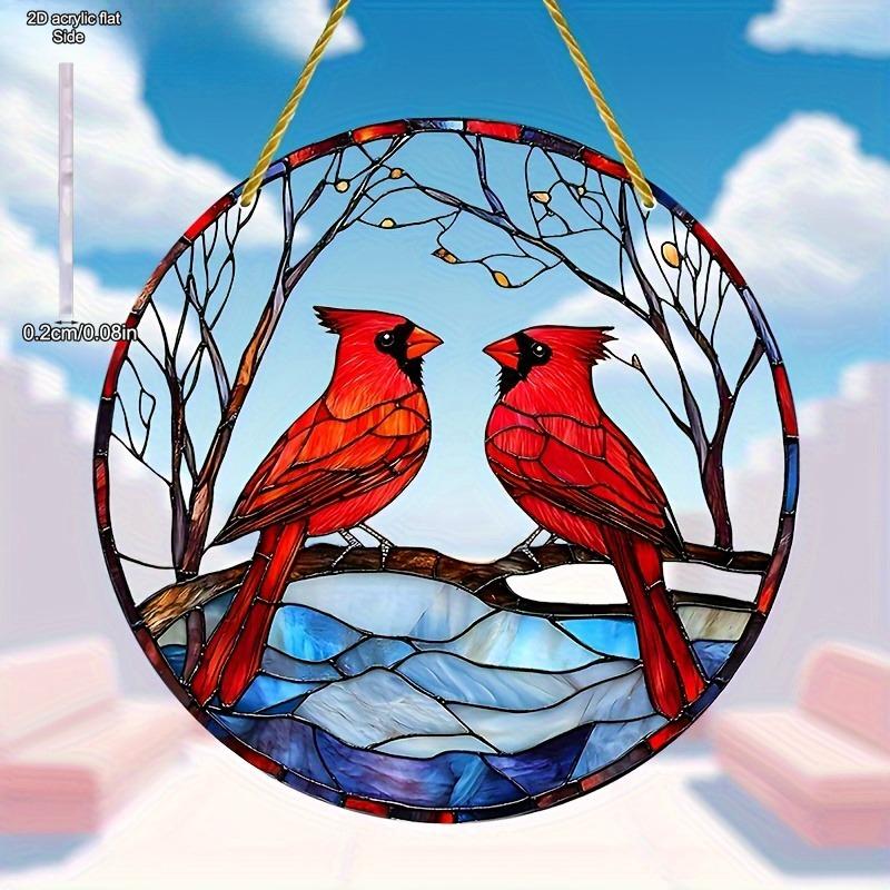 

Cardinal Sun Catcher Acrylic Decor, Yard Sign for Seasonal Outdoor Art & Home Gift, Nurseries, Vintage Home Decor Wall for Bar Kitchen, Restaurant Sh 20*20cm