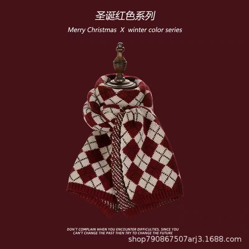 China Red Destiny Women's Scarf Red Versatile Christmas Scarf Winter Knitted Scarf New Year's Scarf