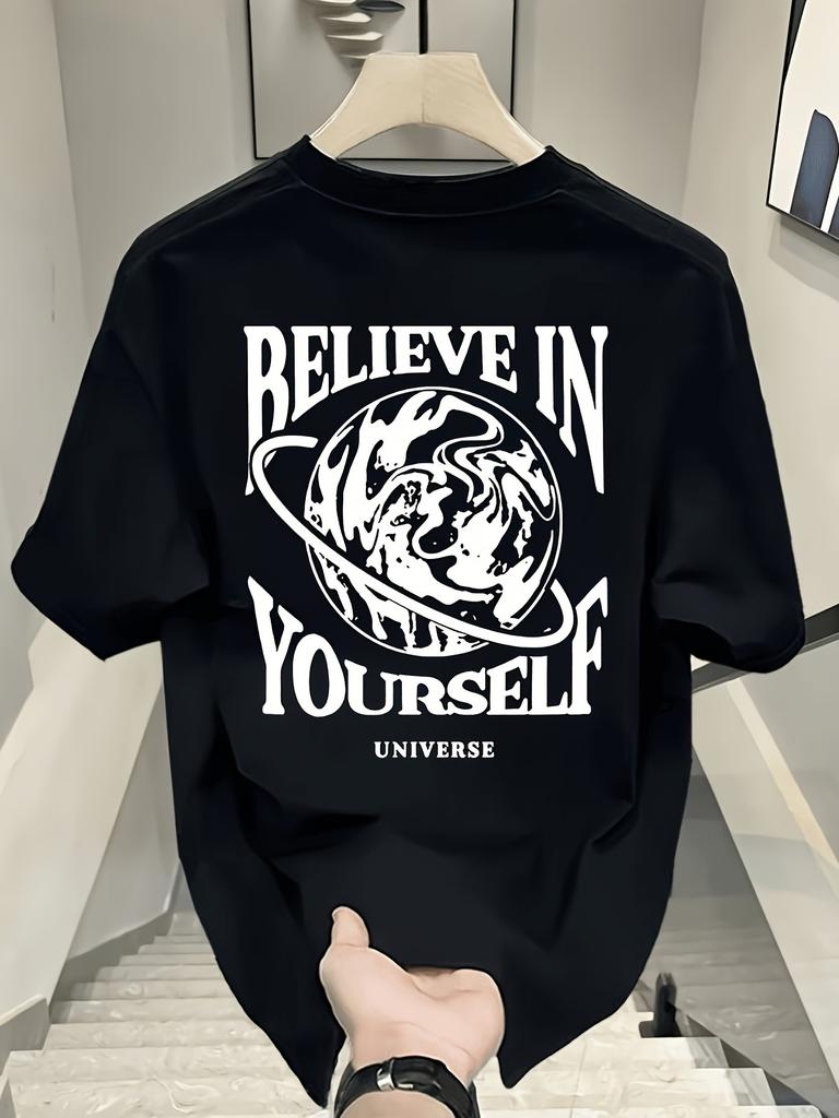 MenS 100 Cotton Casual ShortSleeve TShirt with a Round Neck Trendy Design Versatile for Summer Featuring Print Patterns