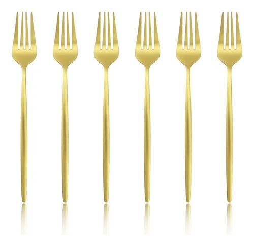 Modern Simple Stainless Steel Gold Plated Fork Six-piece Set Gold