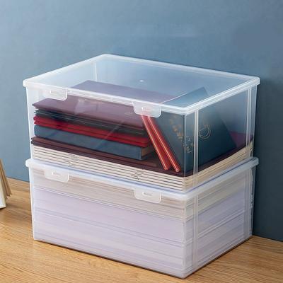 Desktop File Storage Box With Transparent Tape Cover Dustproof And Stackable Storage Box Household Storage Certificate And Docum