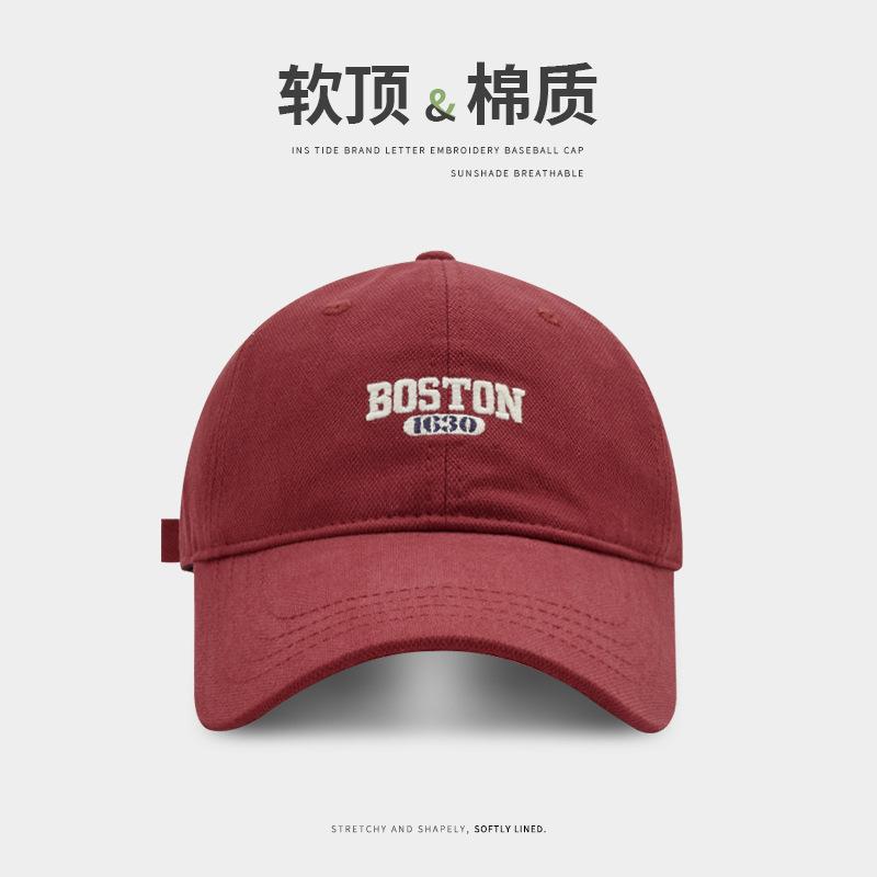 Baseball cap female spring and summer deep-topped wide-brimmed big-headed cap couple Joker tide show face small sun visor.